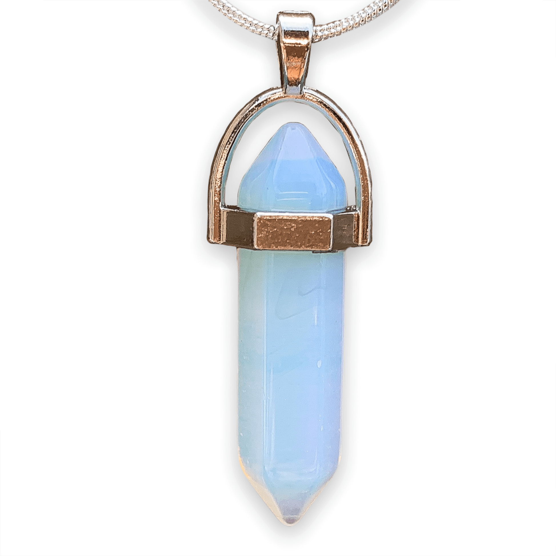 Double Point Gemstone Necklace - Opalite. Looking for a handmade Crystal Jewelry? Find genuine Double Point Gemstone Necklace when you shop at Magic Crystals. Crystal necklace, for mens and women. Gemstone Point, Healing Crystal Necklace, Layering Necklace, Gemstone Appeal Natural Healing Pendant Necklace. Collar de piedra natural unisex.