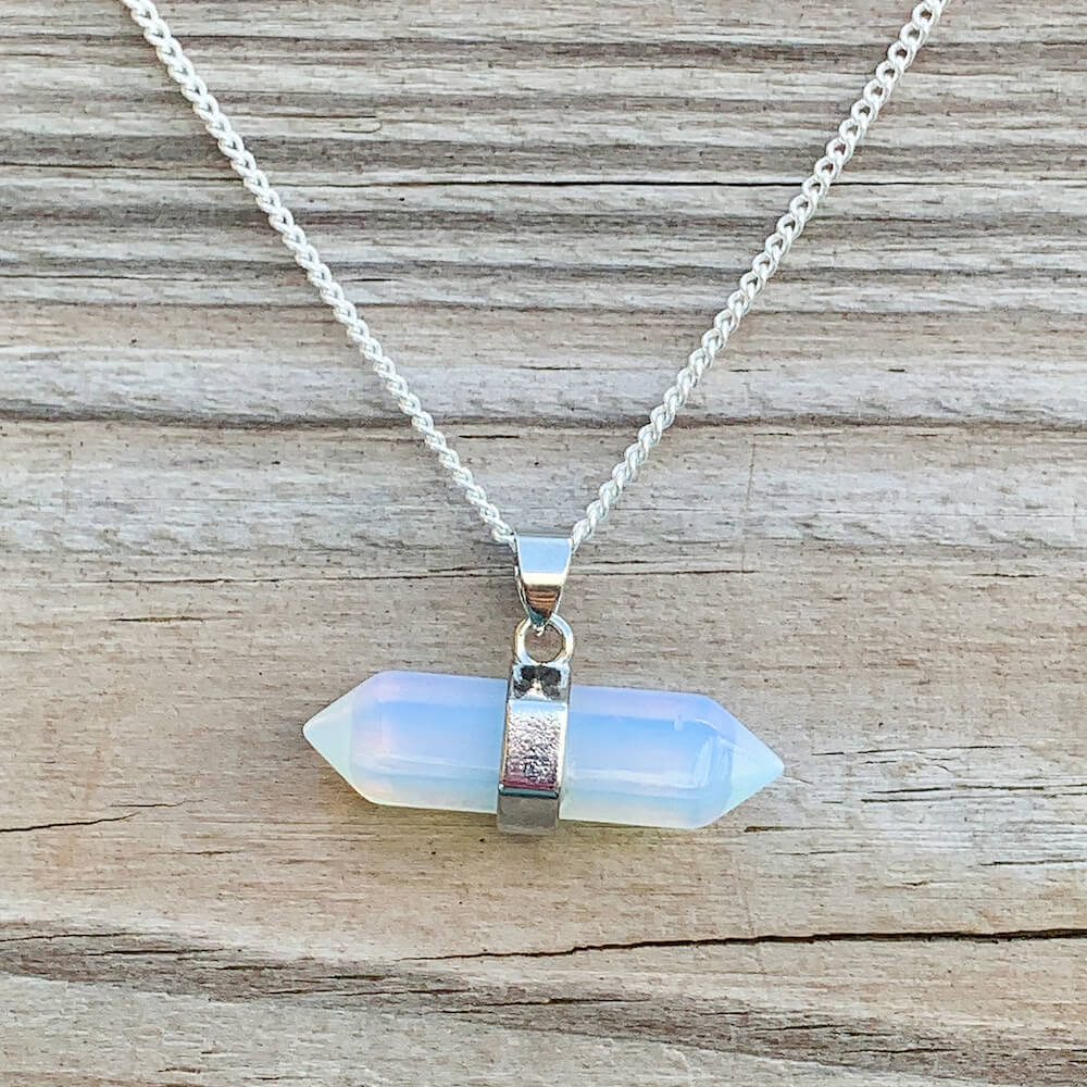 Looking for Unique Opalite jewelry? Find Opalite Necklace - Opalite Quartz Crystal Pendant - Horizontal Hexagonal Crystal Necklace - Pink Crystal Pendant - Healing Stone when you shop at Magic Crystals. Natural Opal