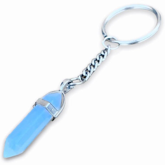 Opalite KEYCHAIN. Shop at Magic Crystals for Crystal Keychain, Pet Collar Charm, Bag Accessory, natural stone, crystal on the go, keychain charm, gift for her and him. Opalite is a great SPIRITUALITY. FREE SHIPPING available. Opalite Crystal Key Chain, Crystal Keyring, Opalite Crystal Key Holder. Opal, opalita stone.