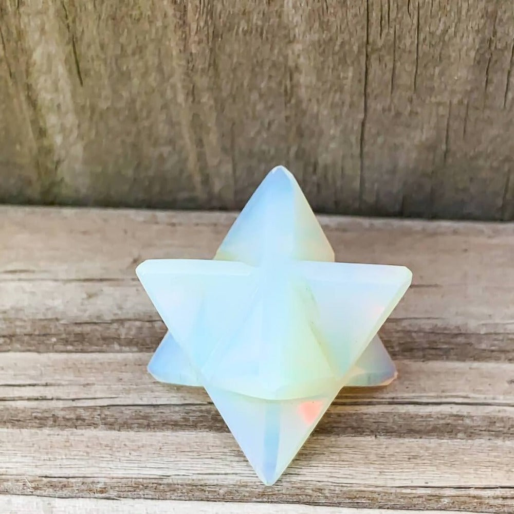 Merkaba Healing Crystals are known for activation of the Light Body merged with the Physical Body in Awakening deep Spiritual Transformation. Shop for Opalite Stone Crystal Merkaba - Sacred Geometry Star at Magic Crystals. Magiccrystals.com has Merkaba Necklace, gemstone Merkabahs, and Sacred Geometry sets