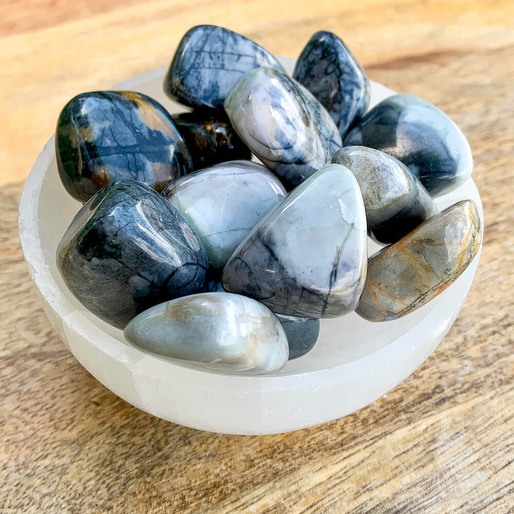 Looking for Picasso Jasper Tumbled Stone? Shop at Magic Crystals for Polished Picasso Stones, Reiki Healing Crystals, Healing Stones, Grounding, Creativity, Relationship Renewal. Picasso Marble is a tumble stone has FREE SHIPPING available.