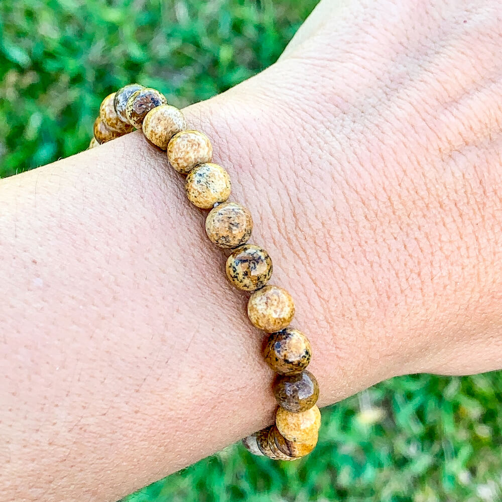 Picture Jasper Bracelet. Shop at Magic Crystals for Natural Picture Jasper Stone Beaded Bracelet. Picture Jasper is great for Grounding Healing, Balance, Calming Yoga Bracelet. Meditation. Great gift for men and women. Bracelet Gift. Picture Jasper Jewelry with FREE  SHIPPING.