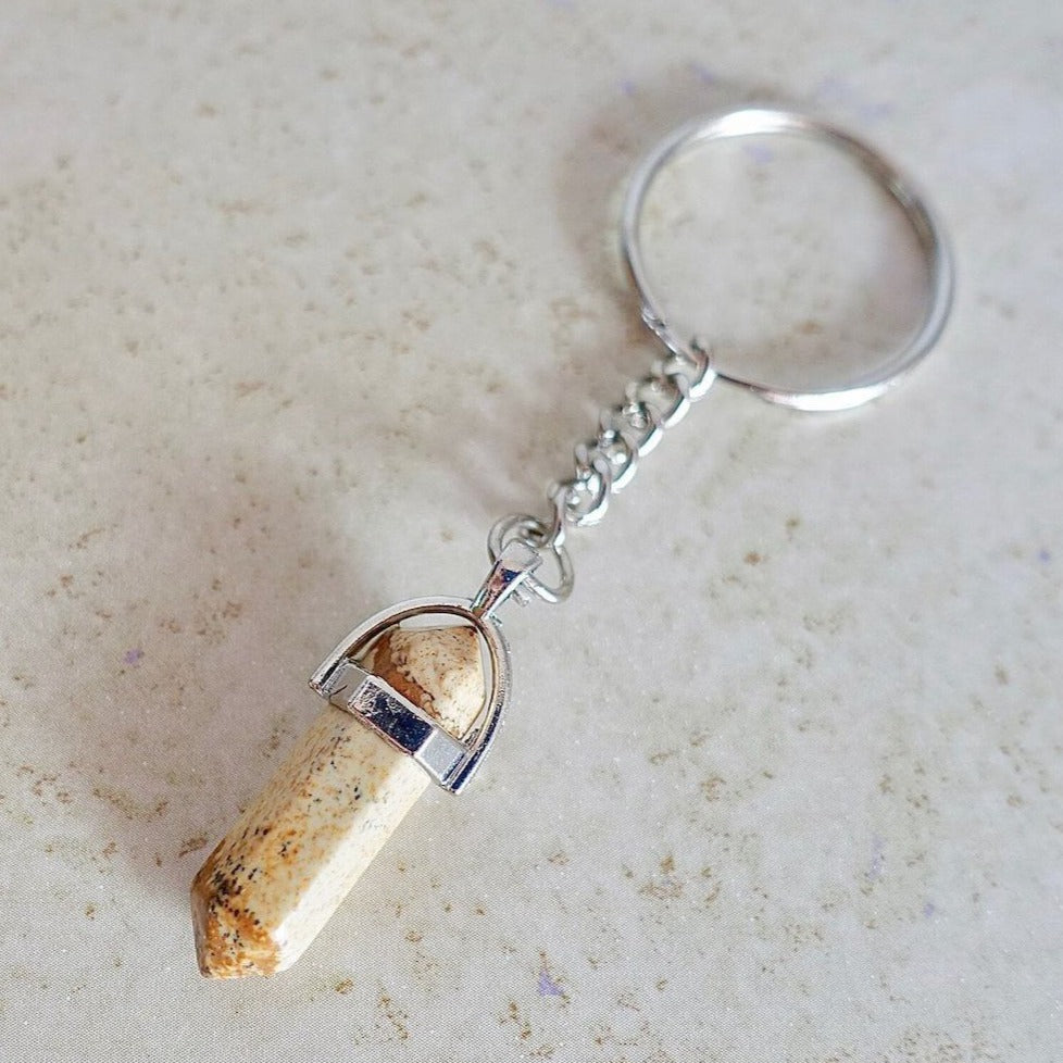 Picture Jasper Double Point Keychain- Jasper Keychain - Magic Crystals