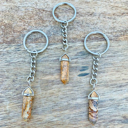 Picture Jasper Double Point Keychain- Jasper Keychain - Magic Crystals