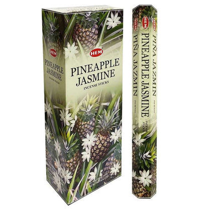 HEM Pineapple Jasmine Incense Sticks Natural Scent - Pina Jazmin Incienso at Magic Crystals. HEM is world famous for its traditional incense made from select woods, resins, florals and fine essential oils all blended skillfully with expert care and love. FREE SHIPPING available.