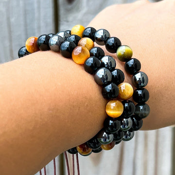Tiger's Eye Obsidian Hematite Bracelet Tiger's Eye, Hematite