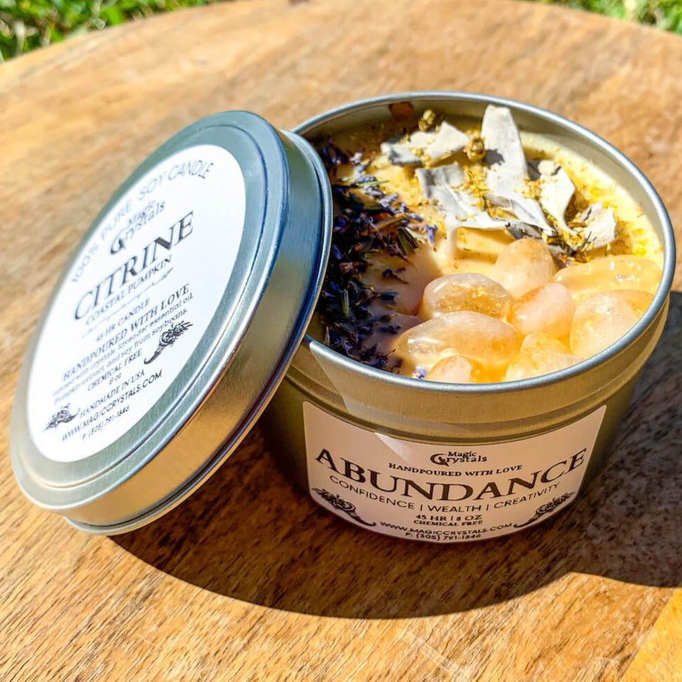 Shop for Energy Candles Handmade with Crystals, Herbs & Essential Oils in Magic Crystals. Citrine, Sage, Lavender Candle, Aromatherapy Candles. Ritual Candles. Aromatherapy Candles. Shop our 100% natural soy candles hand-poured with love! Made with natural ingredients; no pesticides, herbicides, or harmful chemicals.