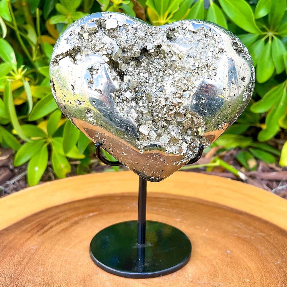 Shop from Magic Crystals One Rough Puffy Druzy Pyrite Heart, Heart Pyrite Chunk on Stand, Fools Gold. Pyrite Heart Protect Stone, Rough Pyrite, Raw Pyrite Heart! Pyrite stone. We carry a wide variety of clear quartz gemstones, Top Quality Pyrite Heart on a stand Peru specimens. FREE SHIPPING AVAILABLE.