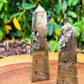 Shop from Magic Crystals One Rough Druzy Pyrite obelisk Metal Stand, obelisk Pyrite Chunk on Stand, Point on Stand Pin, Fools Gold. Pyrite obelisk Protect Stone, Rough Pyrite, Raw Pyrite obelisk! Pyrite stone. We carry a wide variety of clear quartz gemstones, and quartz specimens. FREE SHIPPING AVAILABLE. Pyrite-Obelisk-D