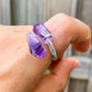 Real-Amethyst-Ring. Shop for Adjustable Dual Crystal Ring - Chakra Ring Jewelry from Magic crystals. 2 points crystal ring for creativity, passion, wisdom, and love. Activate your chakra. Birthstone Rings. Pure Natural Raw Healing Crystal for Women, men. Minimal Gemstone Rings, Chunky crystal rings, Raw gemstone rings, Raw crystal rings.