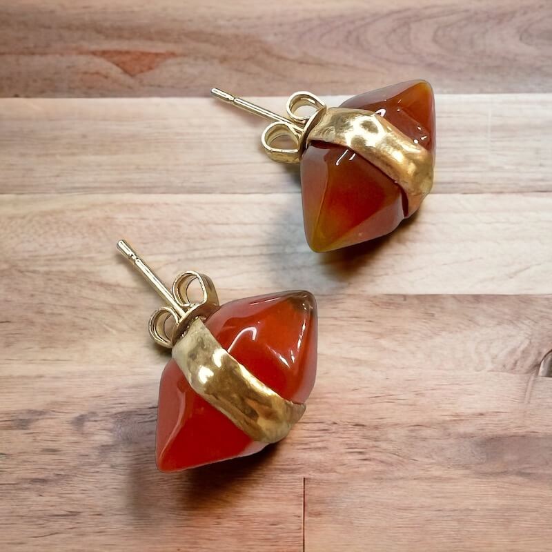 Natural Double Terminated Stud Gemstone Earrings