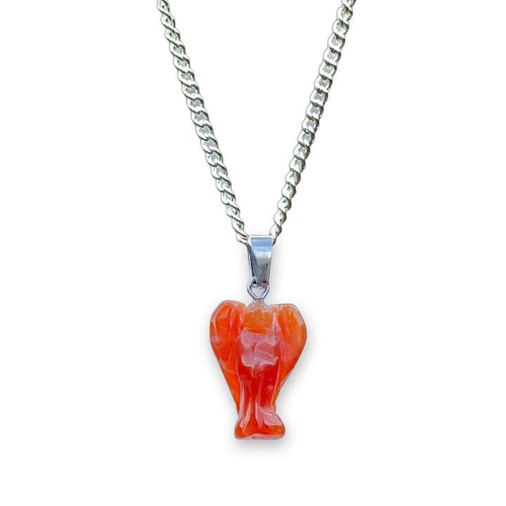 Carnelian Stone Angel Necklace. Buy Carnelian Necklace - Carnelian Gemstone Jewelry in Magic Crystals.com Shop for Angel carnelian jewelry with FREE SHIPPING AVAILABLE. Carnelian is best for Motivation, Strength, and Leadership. Our necklaces are handmade with natural stones. We carry a variety of beautiful healing carnelian crystal jewelry.