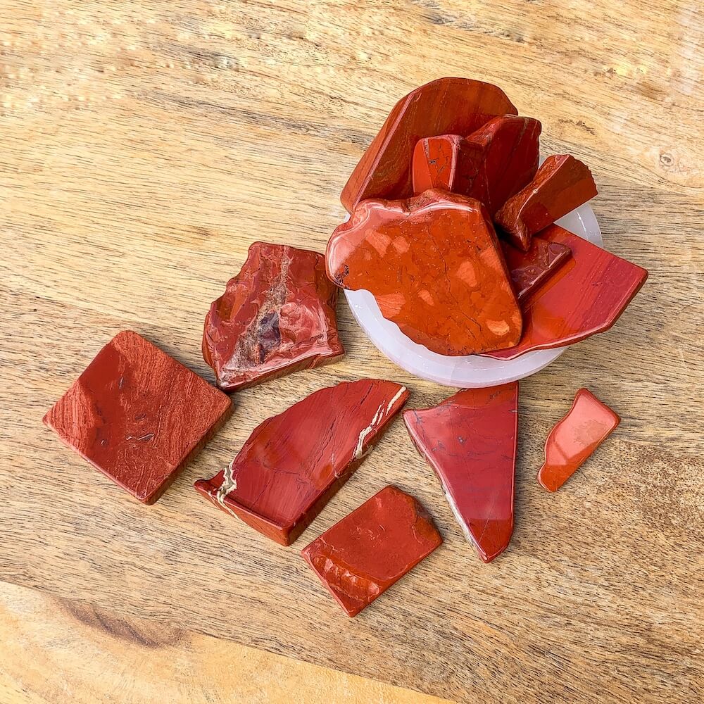Buy Magic Crystals Jasper Free Form Gemstone - Red Jasper Slab at Magic Crystals. Jasper, Red (disc) stone. Nurturing Courage. Unite courage and strength with love and kindness. Feel supported and release feelings GROUNDING • STABILITY • PATIENCE.  Gemstone Balancing Reiki Healing Stone Table Decor Gift.
