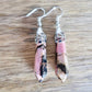 Gemstone Dangling Earrings. Rhodonite Dangle-Earrings. Looking Natural Stone Earrings - Dangling Crystal Jewelry? Show Jewelry at Magic Crystals. Natural stone, dangle earrings, and more. Crystal Single Point Earrings, Small Crystal Points, Healing Crystal Earrings, Gemstones, and more. FREE SHIPPING available.