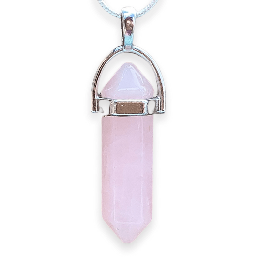 Double Point Gemstone Necklace - Rose Quartz. Looking for a handmade Crystal Jewelry? Find genuine Double Point Gemstone Necklace when you shop at Magic Crystals. Crystal necklace, for mens and women. Gemstone Point, Healing Crystal Necklace, Layering Necklace, Gemstone Appeal Natural Healing Pendant Necklace. Collar de piedra natural unisex.