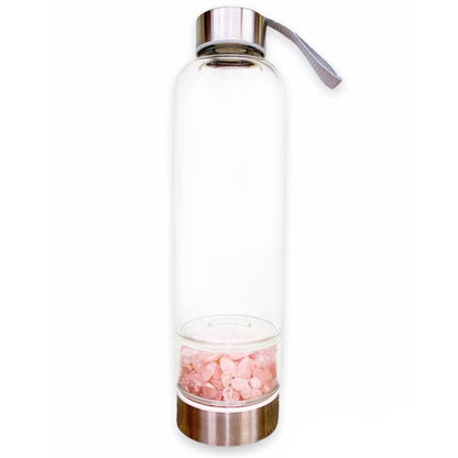    Rose-Quartz-Gemstone. Looking for Authentic Tumbled Crystal Water Bottle | Glass and Stainless Steel Water Bottle? Shop at Magic Crystals for Crystal Bottle, Stone Infused, Elixir, Stainless Steel and Environmentally Friendly bottle. 400 - 500 ml Tumbled Gemstone Unique Mineral Collection Gift. Gem Elixir Water Bottle.