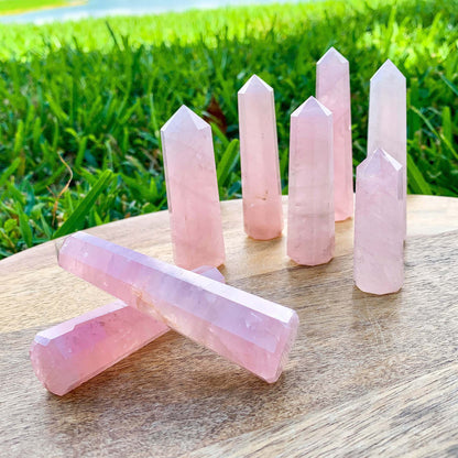 Rose Quartz Obelisk - Terminated Gemstone Crystal Pencil Point. Natural Rose quartz Single Terminated Gemstone Crystal Pencil Shape Rose quartz Pencil Loose Gemstone For Making Jewelry. Rose Quartz is the stone of universal and unconditional love. Rose Quartz Crystal Obelisk/Wand/Point - Crown Chakra - Reiki Healing.