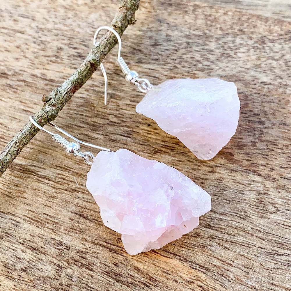 Pink Stone Earrings. Shop for Handmade Raw Rose Quartz Natural Stone Pink Earrings! Magic Crystals carries a wide variety of beautiful friendship earrings. Unique Rose Quartz Earrings, Crystal Earrings and Rose Quartz jewelry at magiccrystals.com