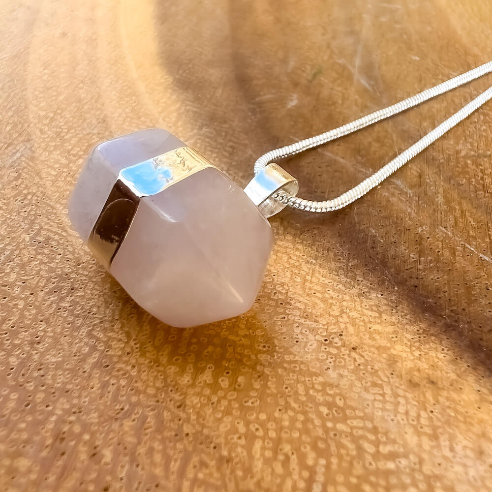 Rose-Quartz-Silver Pendant Handmade Crystal Necklace - Stone Necklace
