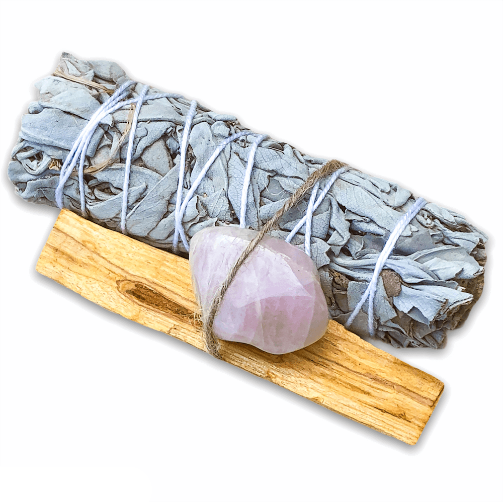 Looking for, where can I buy White Sage, Palo Santo sticks, and Rose Quartz? Shop at Magic Crystals for Rose Quartz Smudge Bundle, Palo Santo, Sage, Rose Quartz - Space Clearing - Home Cleansing Kit - Love and Health Smudge Bundle - Meditation. Smudging for Cleansing and Clearing Your Home, Clearing Negative Energy.