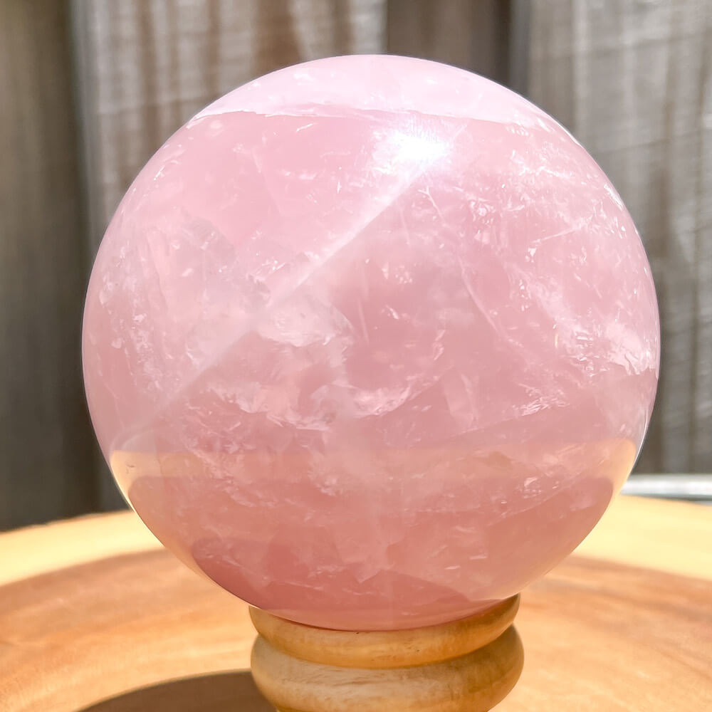 Looking for a Large rose quartz sphere? Shop at Magic Crystals for an incredibly pink natural rose quartz ball from Brazil. Large Rose Quartz Sphere - A. Crystal ball large crystal sphere. Large Rose Quartz Crystal Sphere, Polished Rose Quartz Sphere | Rose Quartz Specimen. FREE SHIPPING AVAILABLE.
