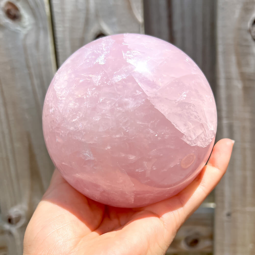 Looking for a Large rose quartz sphere? Shop at Magic Crystals for an incredibly pink natural rose quartz ball from Brazil. Large Rose Quartz Sphere - A. Crystal ball large crystal sphere. Large Rose Quartz Crystal Sphere, Polished Rose Quartz Sphere | Rose Quartz Specimen. FREE SHIPPING AVAILABLE.