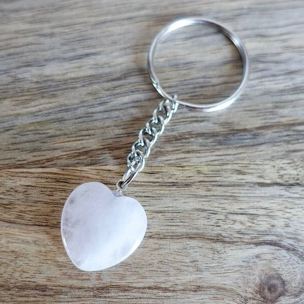 Rose Quartz Heart Keychain. Rose Quartz keychain. Shop at Magic Crystals for Crystal Keychain, Pet Collar Charm, Bag Accessory, natural stone, crystal on the go, keychain charm, gift for her and him. Rose Quartz is a great LOVE. Rose Quartz Natural Stone Keychain, Crystal Keychain,Rose Quartz Crystal Key Holder. Pink gemstone. 