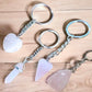 Rose Quartz keychain. Shop at Magic Crystals for Crystal Keychain, Pet Collar Charm, Bag Accessory, natural stone, crystal on the go, keychain charm, gift for her and him. Rose Quartz is a great LOVE. Rose Quartz Natural Stone Keychain, Crystal Keychain,Rose Quartz Crystal Key Holder. Pink gemstone.