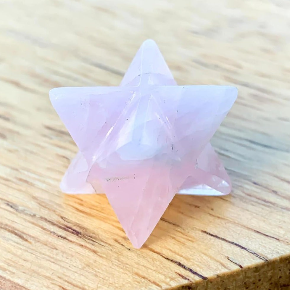Rose-Quartz Merkaba Crystal Protection Sacred Meditation Energy Generator. Gemstone Merkaba Star - Magic Crystals.