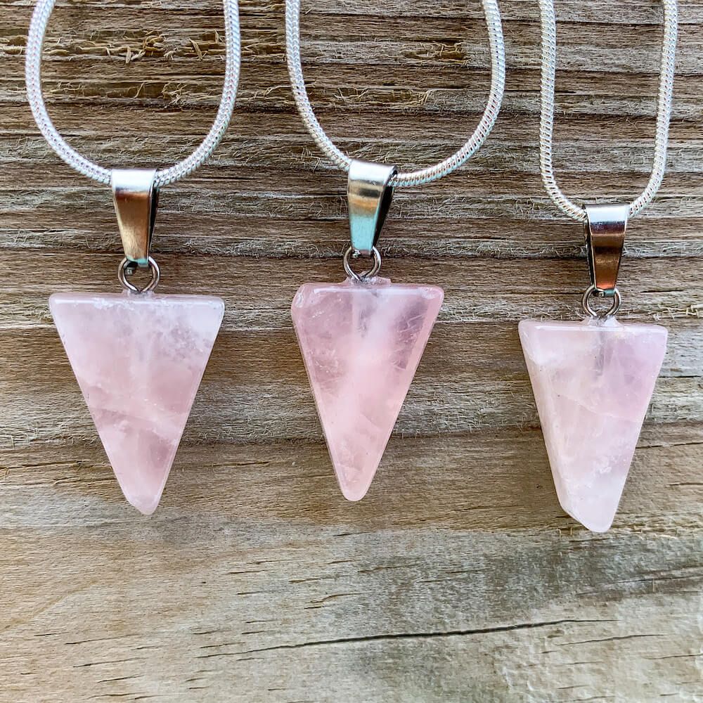 Looking for Rose Quartz Jewelry? Shop at Magic Crystals for Rose quartz crystal necklace Rose quartz pendant Triangle natural rose quartz necklace Layered necklace Triangle gold quartz pendant. free shipping available.