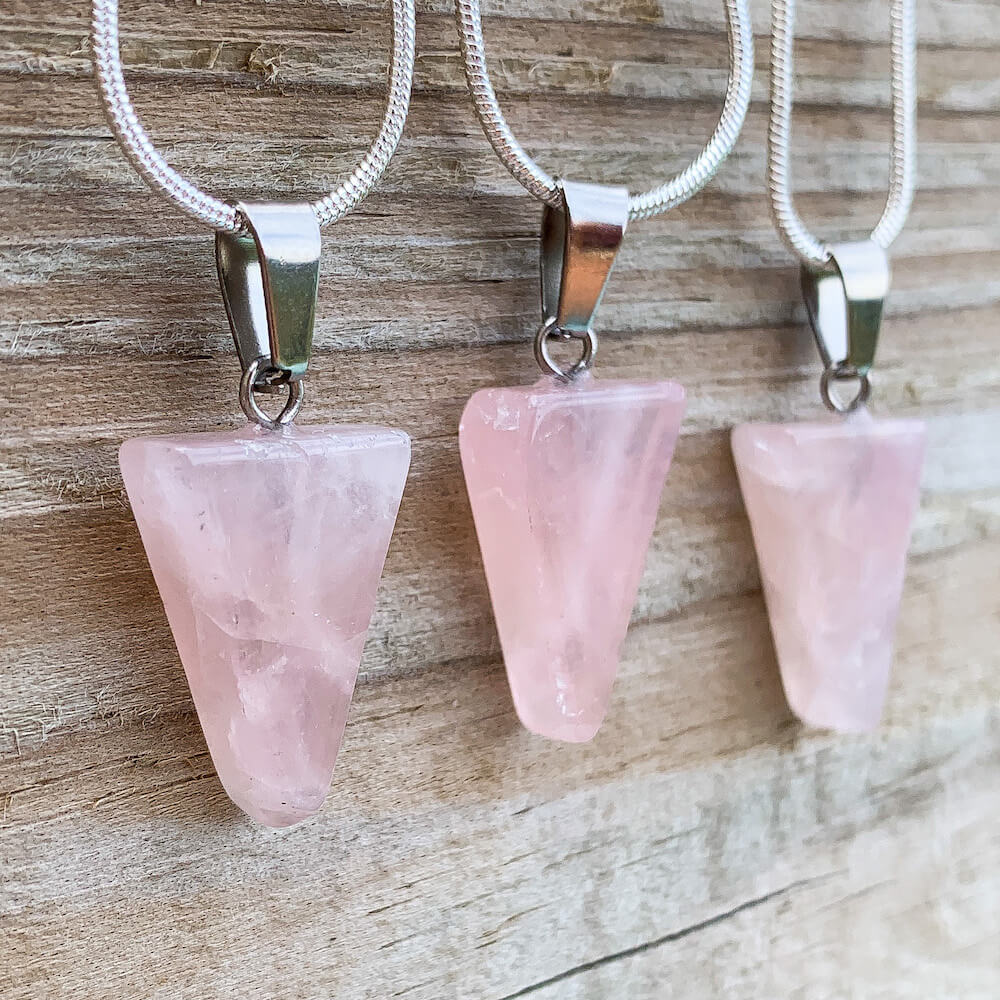 Looking for Rose Quartz Jewelry? Shop at Magic Crystals for Rose quartz crystal necklace Rose quartz pendant Triangle natural rose quartz necklace Layered necklace Triangle gold quartz pendant. free shipping available.