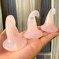 Rose-Quartz-Witch-Hat.Looking for Carved Gemstone? Shop at Magic Crystals for Beautiful Crystal Witch Caps made of genuine Fluorite, Opalite, Amethyst, Clear Quartz, Black Obsidian. Gemstone Hand Carved Wizard Magic Hat Statue Decoration, Reiki Healing Quartz Sculpture, Powwow Hat. Home Decor. Gemstone 2" - Witches Hat.