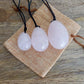 Rose Quartz Yoni Eggs Set. Free Shipping Available. Buy from Magic Crystals . Yoni Eggs 3-pcs Yoni Eggs Certified  jade eggs, Drilled, with String. Yoni Eggs are highly polished semi-precious gemstones carved especially for the female Yoni (vagina). Natural Yoni Eggs Set - Yoni Eggs drilled.