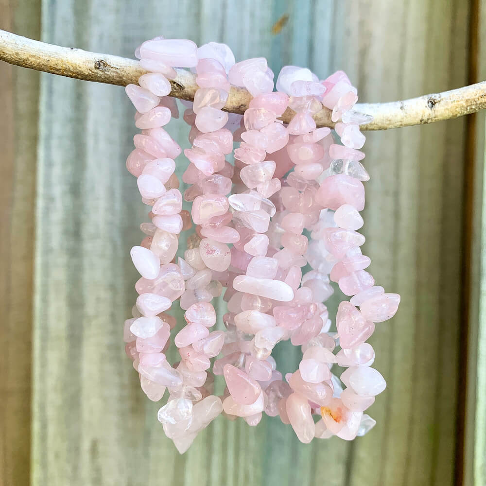 Check out our Genuine Rose Quartz Bracelet. This are the very Best and Unique Handmade items from Magic Crystals that will bring you Love and Healing in many Different Areas. Made with Natural Raw Gemstones. It will purifies and opens the Heart Chakra. This Chip Pink Stone Stretch and Elastic will Transform your Life.