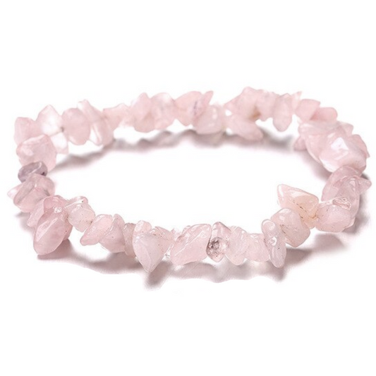 RoseQuartzRawChipBracelet - Natural Gemstone Raw Stone Bracelet. Gemstone Raw Bracelet - Crystal Stone Jewelry - Magic Crystals. SKU-35