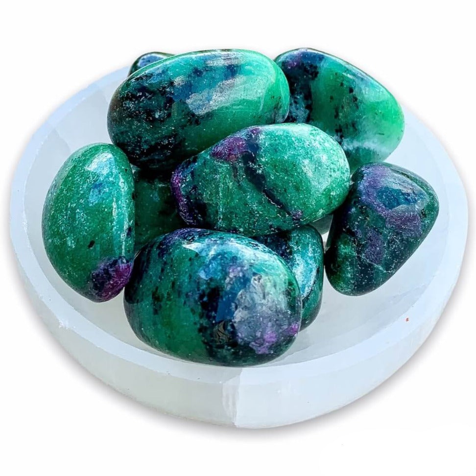Looking for Ruby Fuchsite Crystal - ruby stone - ruby tumbled stone healing crystals and stones - heart chakra stone? Shop at MAGIC CRYSTALS. Ruby Fuchsite tumbled stone. Ruby initiates the pleasures of life and stimulates the heart, encouraging one to enjoy being in the physical world. FREE SHIPPING AVAILABLE.