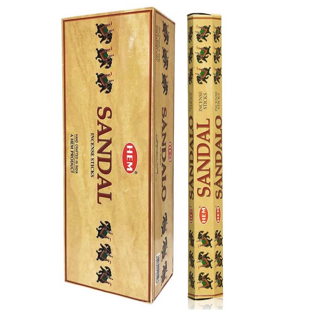 Shop for Hem Sandal Incense Sticks Natural Fragrance - Incienso de Sandalo at Magic Crystals. 6 tubes of 20 sticks, 120 sticks total. Quality Incense. Hem is known throughout the world for producing traditional incenses made from quality woods, flowers, resins, and essential oils.