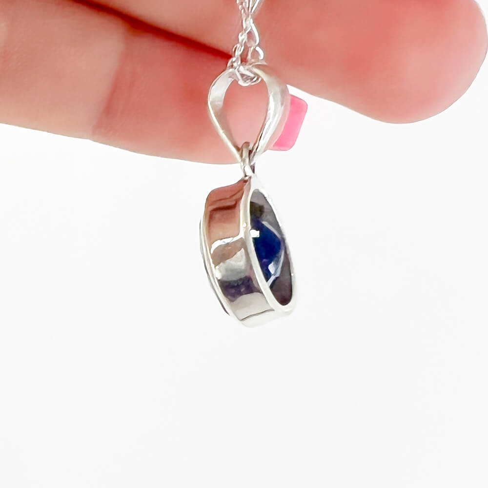 Looking for Sapphire Pendant 925 Sterling Silver Pendant ? Shop at MagicCrystals.com for Sapphire Gemstone Pendant, Handmade Silver Gemstone Jewelry, Sapphire Silver Pendant For Necklace Women - heart chakra stone? Sapphire initiates the pleasures of life and stimulates the throat chakra. Faceted Sapphire Sterling Silver Pendant Necklace - B