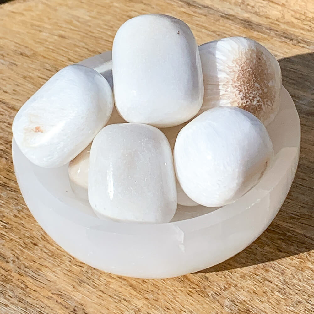 Looking for Scolecite Tumbled Crystal? Scolecite gemstone is good for INNER PEACE • ANGELIC REALMS . Scolecite Crystal - SCOLECITE POLISHED TUMBLED GEMSTONE with GRADE A at Magic Crystals. FREE SHIPPING AVAILABLE. member of the Zeolite family. White Healing Crystals and Stones.