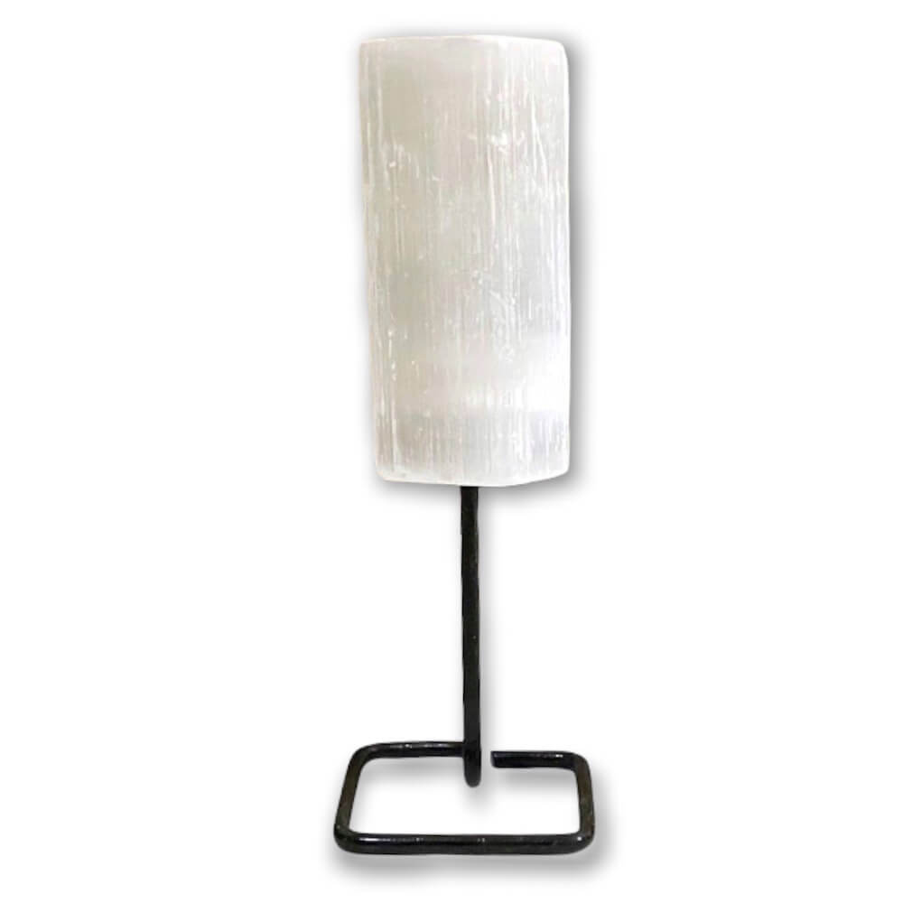 Selenite Point on Stand. Looking for One Rough Selenite Metal Stand, Selenite Chunk on Stand, Point on Stand Pin, Selenite Protect Stone, Rough Selenite, Raw Selenite? Shop for our genuine gemstones. FREE SHIPPING AVAILABLE!