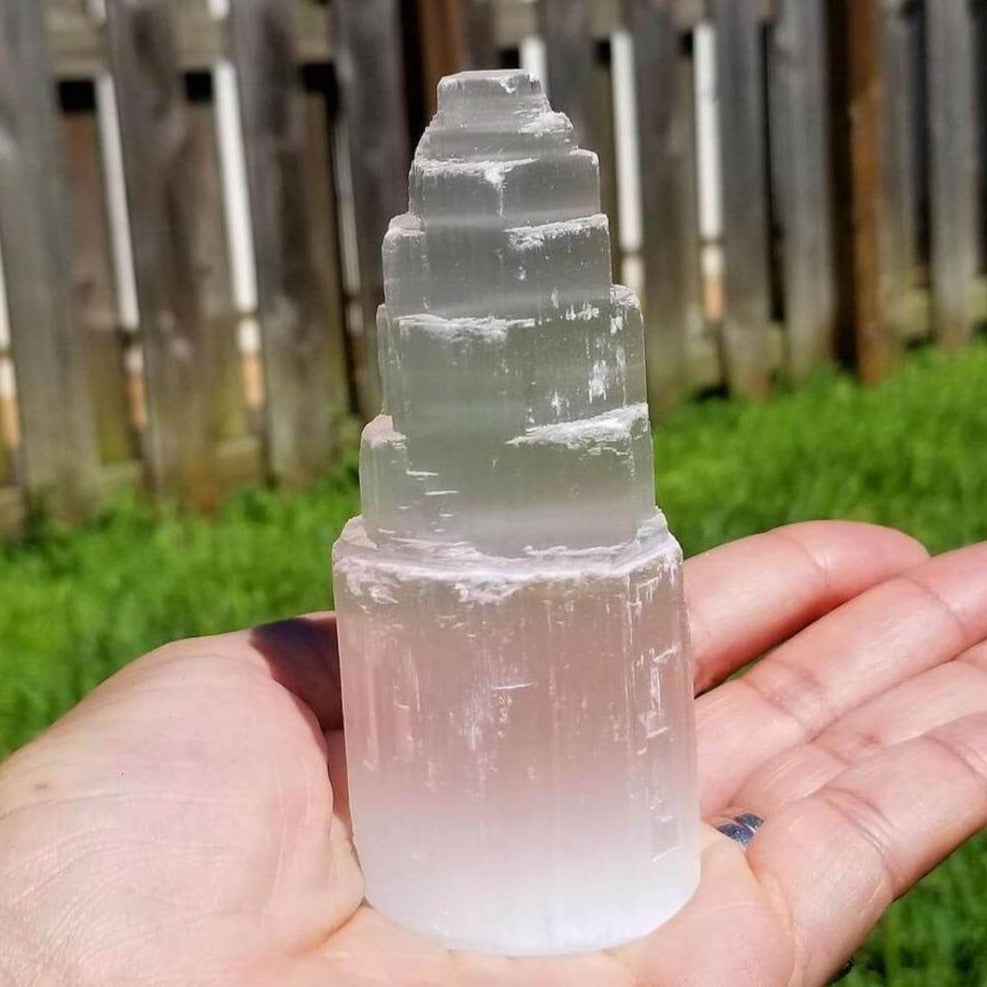 Check out MagicCrystals.com for our selenite collection. Selenite - Raw Selenite Tower - 4" Selenite Crystal Tower - Healing - Protection Crystal - Removes Negative Energy - Raw Selenite. The listing is for one Selenite Tower. Selenite is like liquid light. Bright positivity flows out from this stone as washes your wor…