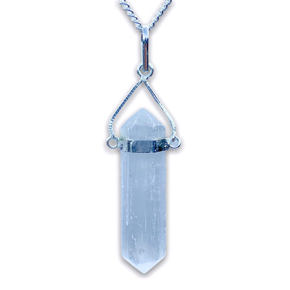 Selenite Pendant - selenite jewelry - healing crystal necklace - Magic Crystals - Double point necklace