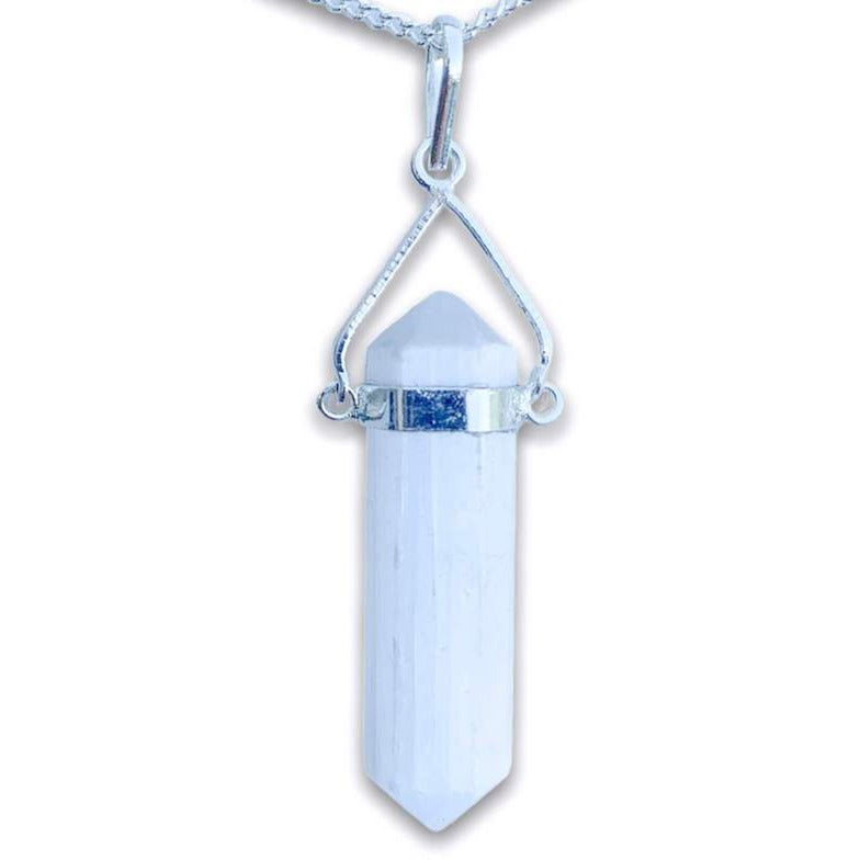 Selenite Pendant - selenite jewelry - healing crystal necklace - Magic Crystals - Double point necklace