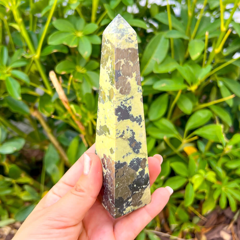 Looking for Green Serpentine Obelisk? Shop at Magiccrystals.com for Genuine Green Peruvian Serpentine Magnatite Tower - Serpentine Tower - Stone Point - Jewelry Making Supplies and more. Magic Crystals FREE SHIPPING on quality crystals. Serpentine is associated with the heart chakra and increases love and nurturing.Serpentine-Obelisk-I