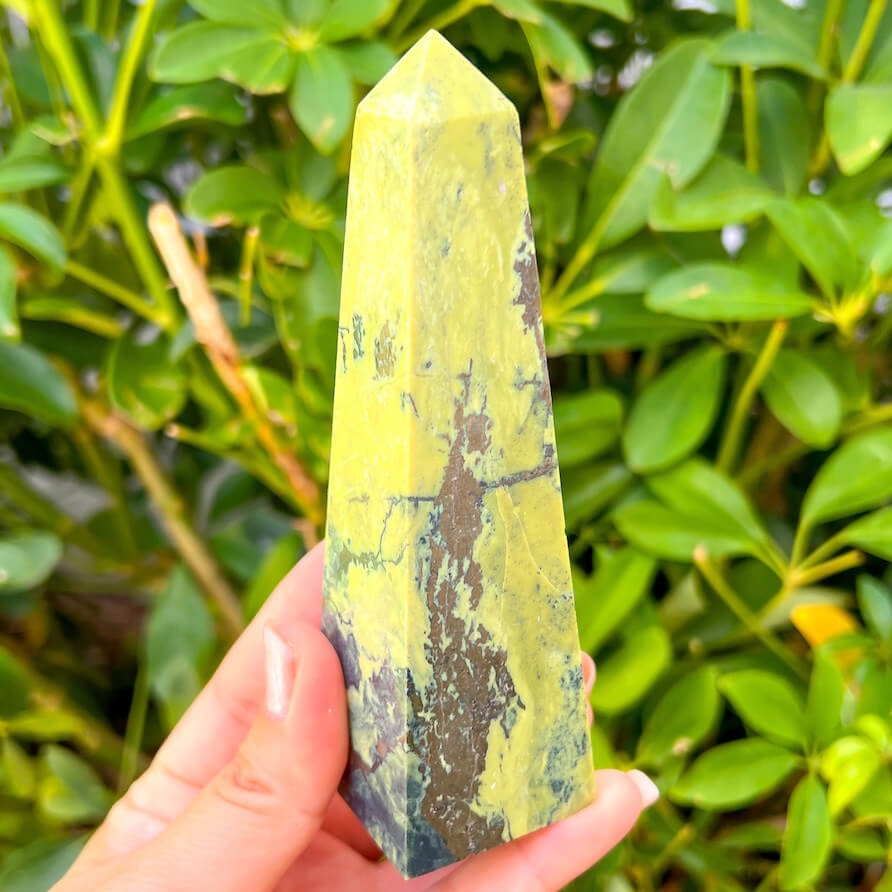 Looking for Green Serpentine Obelisk? Shop at Magiccrystals.com for Genuine Green Peruvian Serpentine Magnatite Tower - Serpentine Tower - Stone Point - Jewelry Making Supplies and more. Magic Crystals FREE SHIPPING on quality crystals. Serpentine is associated with the heart chakra and increases love and nurturing.Serpentine-Obelisk-J