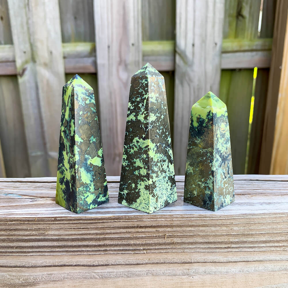 Looking for Green Serpentine Obelisk? Shop at Magiccrystals.com for Genuine Green Peruvian Serpentine Magnatite Tower - Serpentine Tower - Stone Point - Jewelry Making Supplies and more. Magic Crystals FREE SHIPPING on quality crystals. Serpentine is associated with the heart chakra and increases love and nurturing.