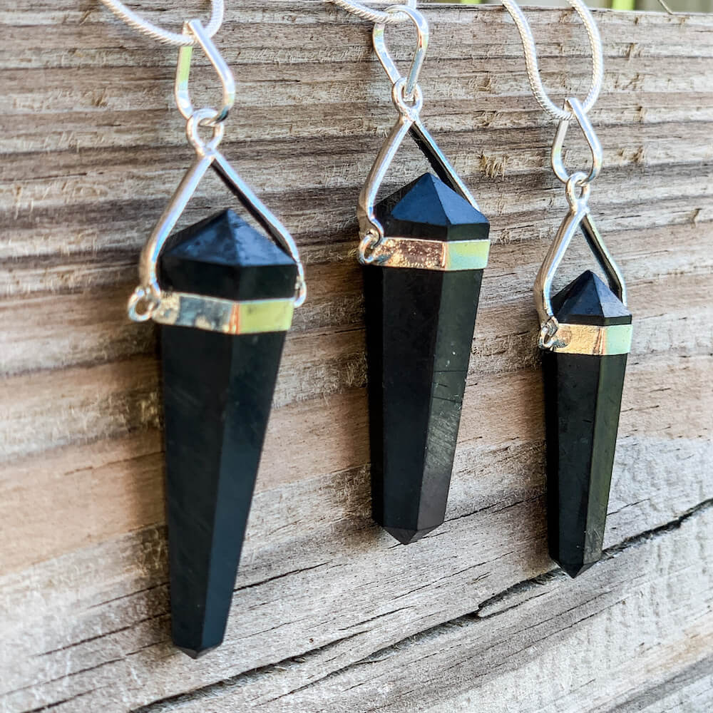 Looking for a Unique Shungite Jewelry? Find Shungite Double Point Necklace - Shungite Jewelry, EMF Protection Pendant, Double point Shungite handmade crystal when you shop at Magic Crystals. Shop genuine shungite necklace. Women and Mens shungite necklace with FREE SHIPPING AVAILABLE. 