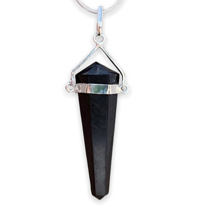 Looking for a Unique Shungite Jewelry? Find Shungite Double Point Necklace - Shungite Jewelry, EMF Protection Pendant, Double point Shungite handmade crystal when you shop at Magic Crystals. Shop genuine shungite necklace. Women and Mens shungite necklace with FREE SHIPPING AVAILABLE.