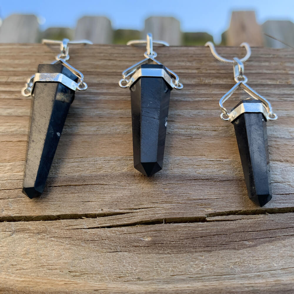 Looking for a Unique Shungite Jewelry? Find Shungite Double Point Necklace - Shungite Jewelry, EMF Protection Pendant, Double point Shungite handmade crystal when you shop at Magic Crystals. Shop genuine shungite necklace. Women and Mens shungite necklace with FREE SHIPPING AVAILABLE. 