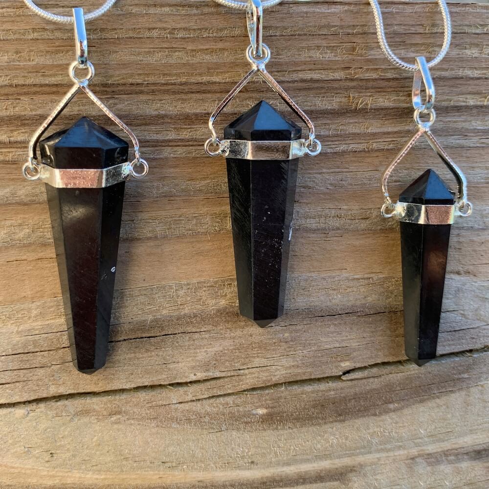 Looking for a Unique Shungite Jewelry? Find Shungite Double Point Necklace - Shungite Jewelry, EMF Protection Pendant, Double point Shungite handmade crystal when you shop at Magic Crystals. Shop genuine shungite necklace. Women and Mens shungite necklace with FREE SHIPPING AVAILABLE. 